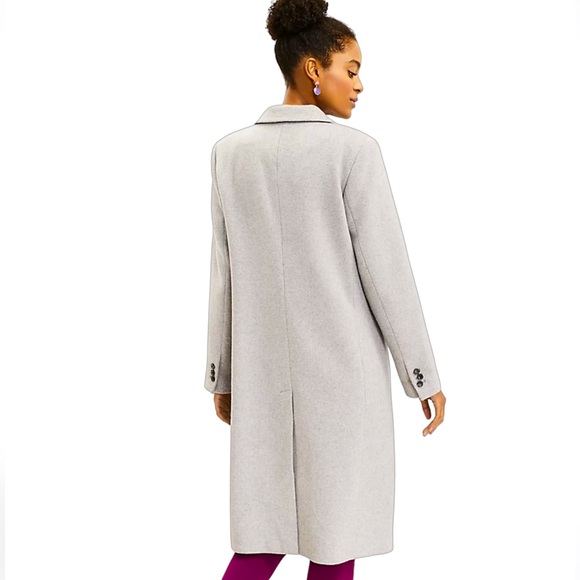 Loft Gray Two Button Long Dressy Pea Coat - Picture 2 of 8